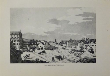 Kupfertiefdruck von 1935 - Prag Der Karlsplatz um 1800